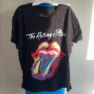 The Rolling Stones Kids Black Tee with Colorful Tongue Graphic